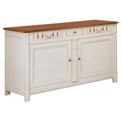 French Tradition 2-Door Buffet in Cherry, 3 Drawers and White-Cream Lacquered