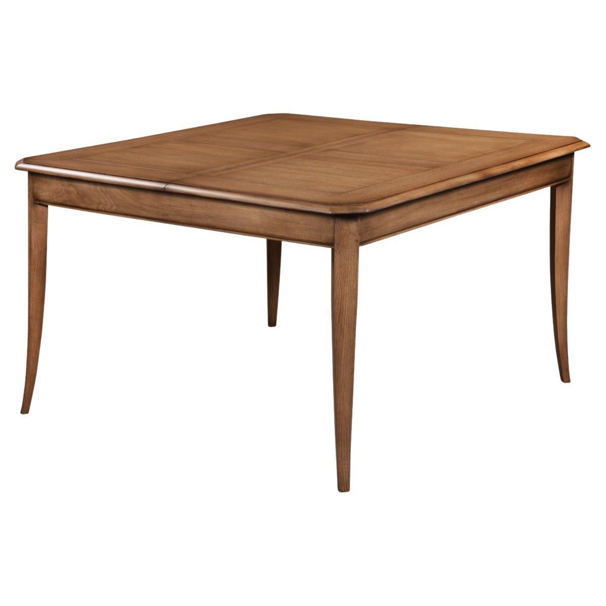 French Tradition Extensible Square Dining Table, Chestnut Stained For Sale