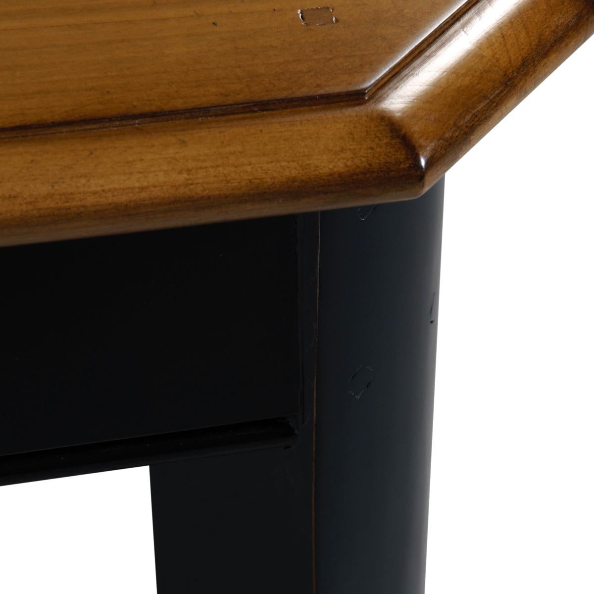 French Tradition Extensible Square Dining Table, Smoked Cherry & Black Laquered For Sale 3