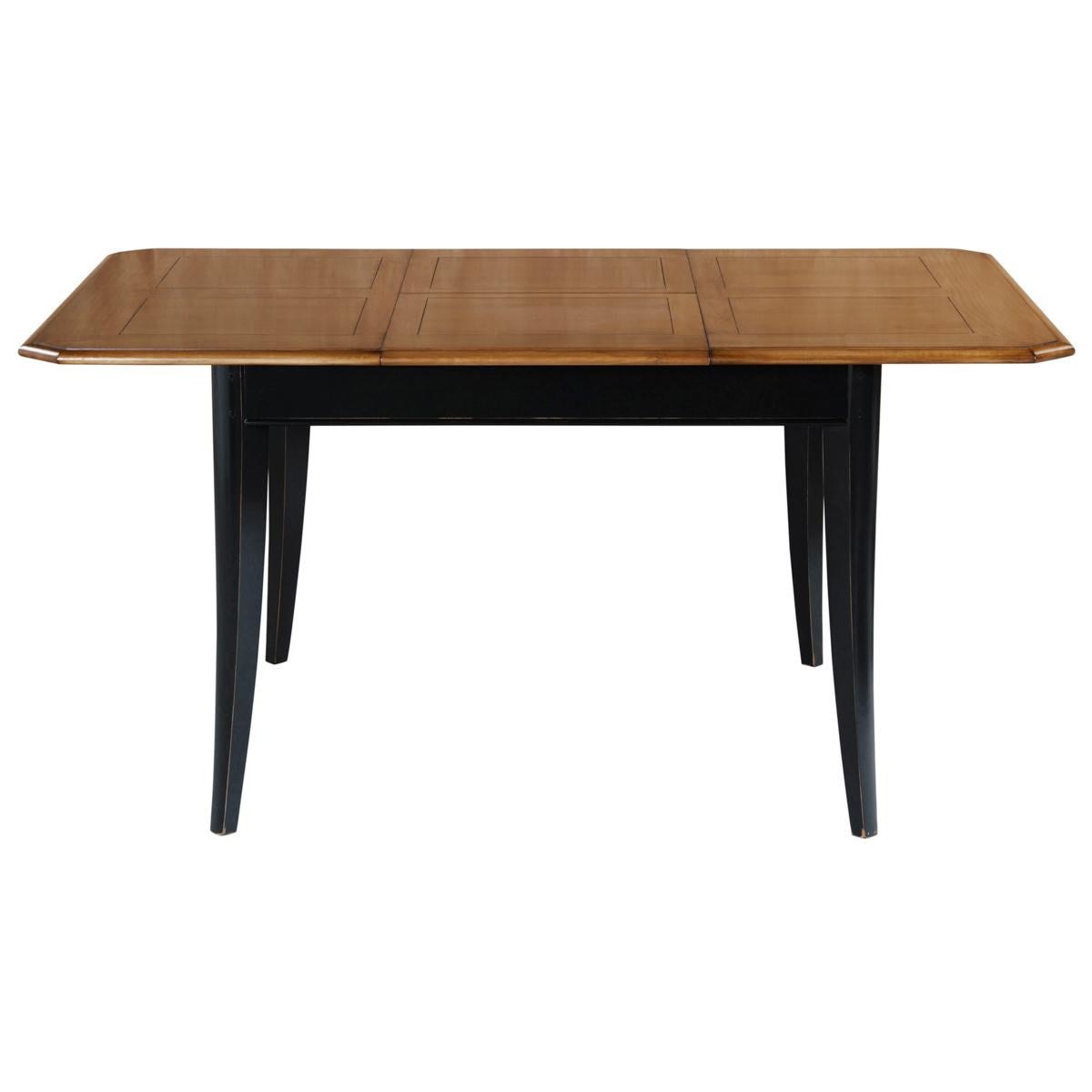 Neoclassical French Tradition Extensible Square Dining Table, Smoked Cherry & Black Laquered For Sale