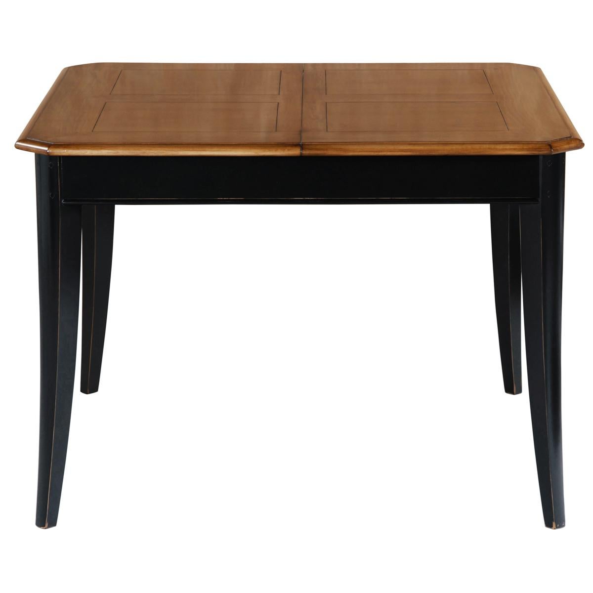 Wood French Tradition Extensible Square Dining Table, Smoked Cherry & Black Laquered For Sale
