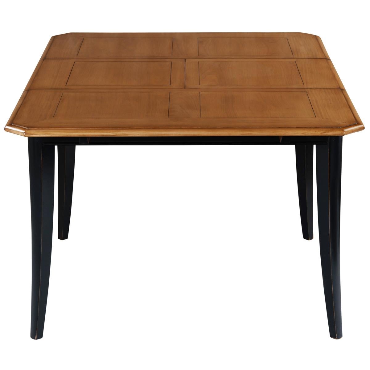 French Tradition Extensible Square Dining Table, Smoked Cherry & Black Laquered For Sale 1
