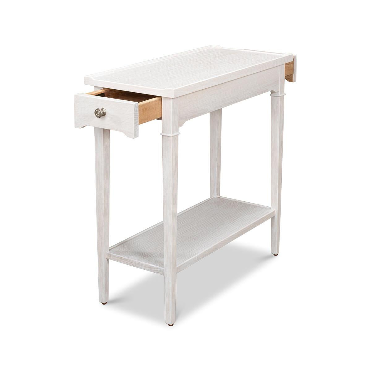 Neoclassical French Traditional End Table, Whitewash