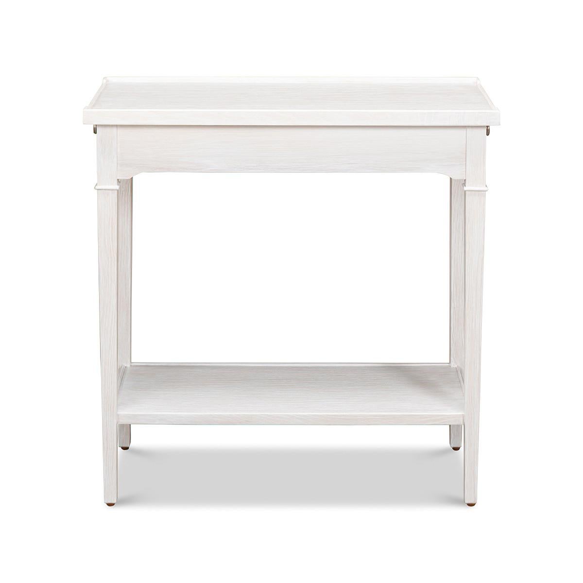 Asian French Traditional End Table, Whitewash