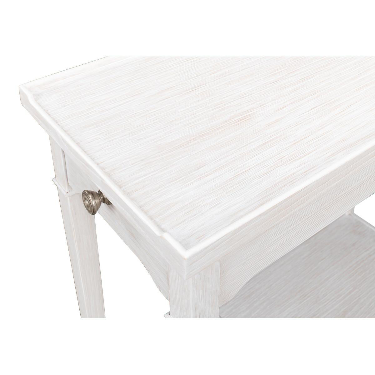 French Traditional End Table, Whitewash 1