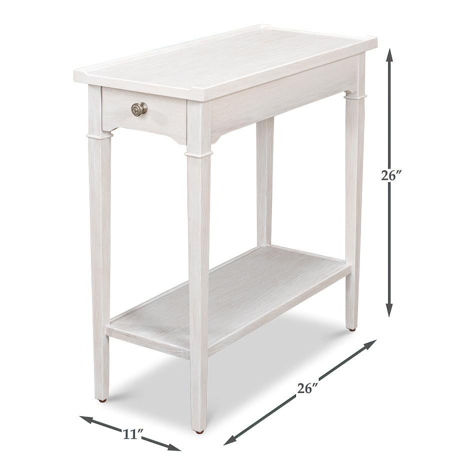 French Traditional End Table, Whitewash 2