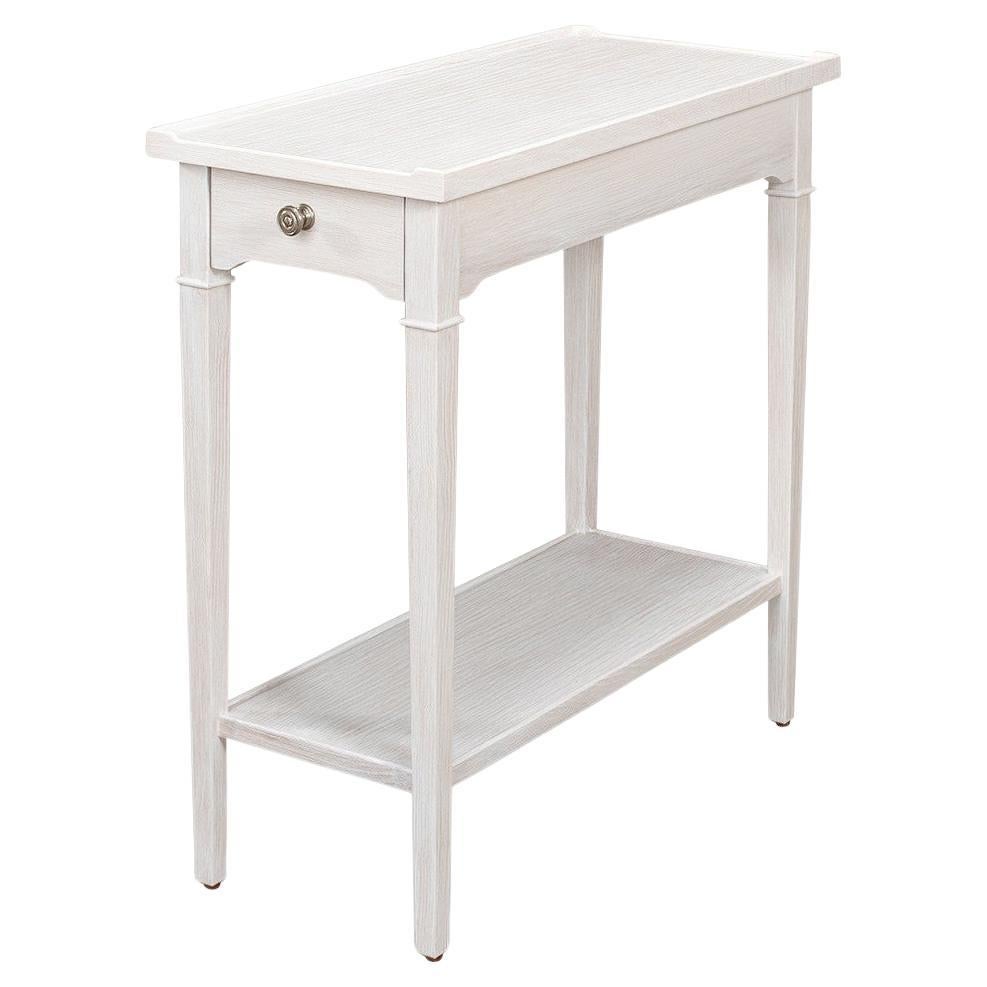 French Traditional End Table, Whitewash