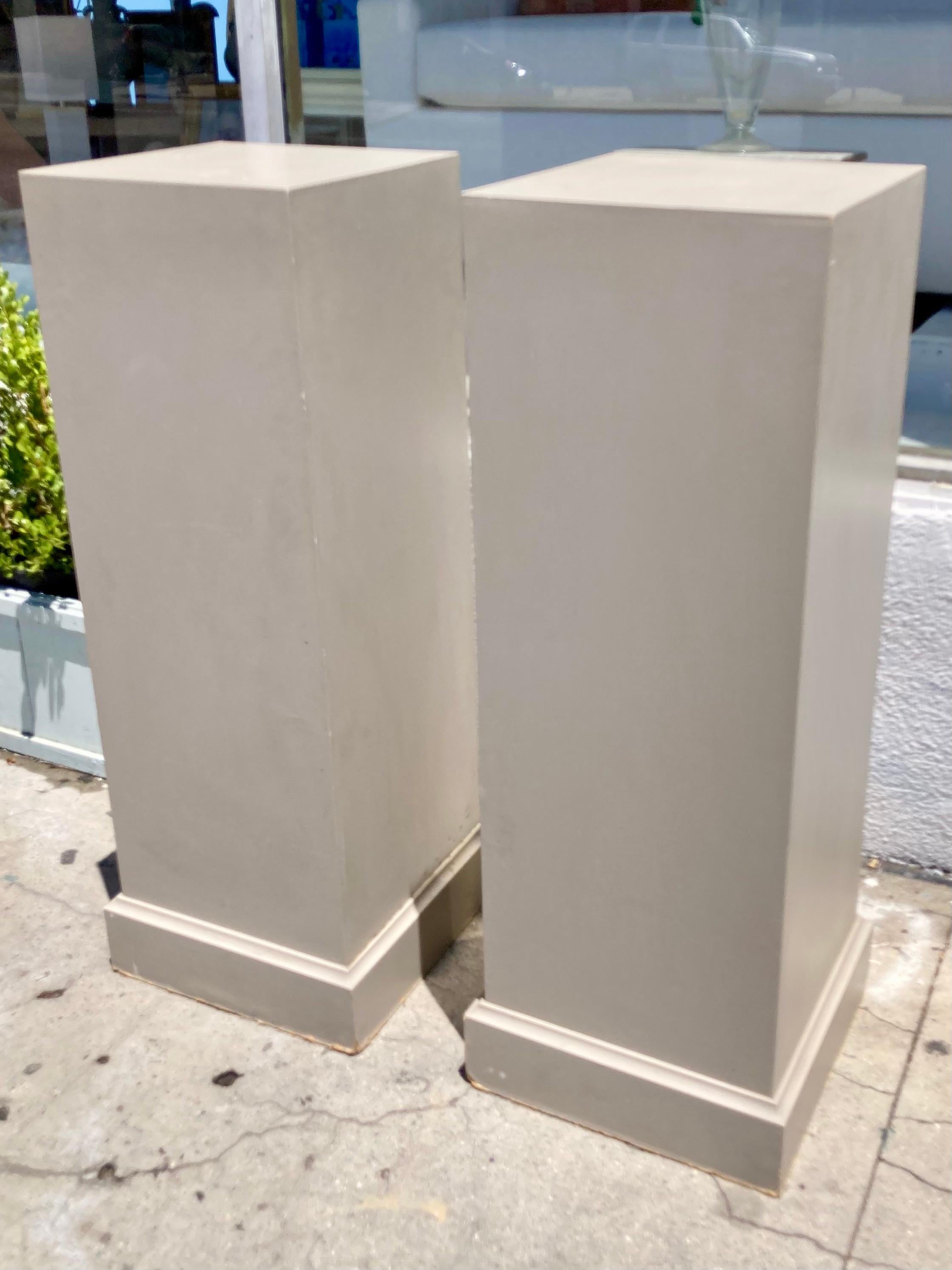 Wood French Traditional Pedestals Paint Classic French Gray, a Pair For Sale