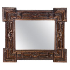 French tramp art folk mirror 1900's