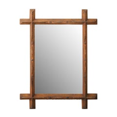 French Tramp Art Mirror circa 1900 with Diamonds, Rosettes and Textured Décor