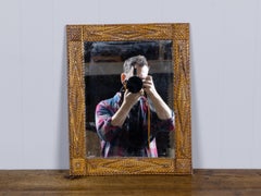 French Tramp Art Mirror with Deeply Carved Geometric Frame, circa 1900