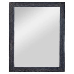 French Tramp Art Mirror with Deeply Carved Geometric Frame, Circa 1900