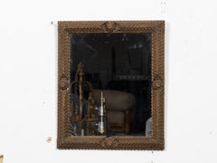 French Tramp Art Mirror with Deeply Carved Geometric Frame