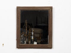 French Tramp Art Mirror with Geometric Chip-Carved Frame, circa 1900
