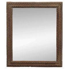 French Tramp Art Mirror with Geometric Chip-Carved Frame, circa 1900