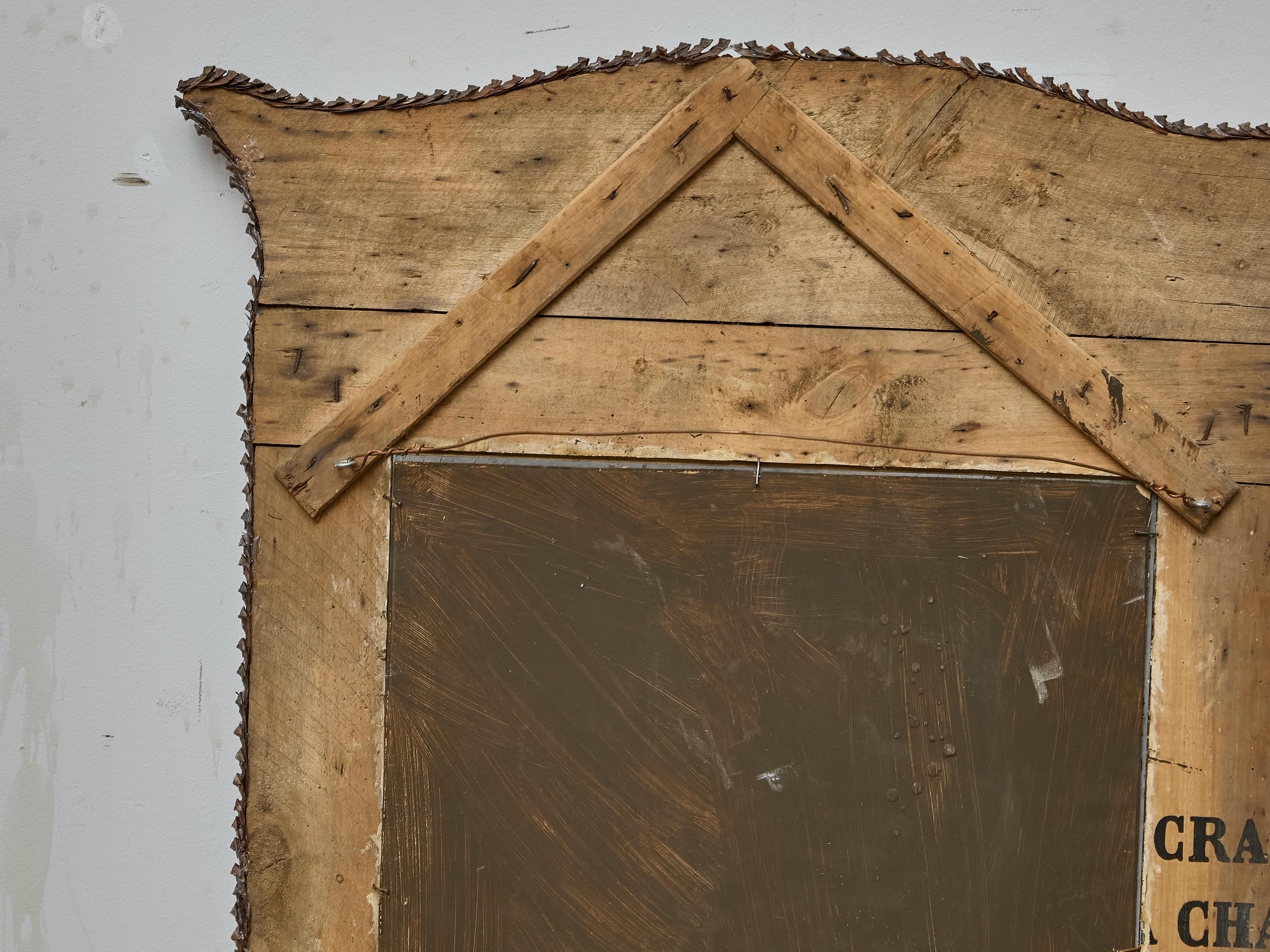 Specchio francese Tramp Art con cornice a pigna, 1920 circa in vendita 4