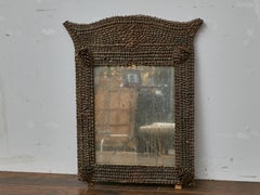 French Tramp Art Mirror with Pinecone Frame, circa 1920