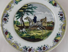 French Transferware Horseman Hunter Platter Choisy Le Roi, circa 1840