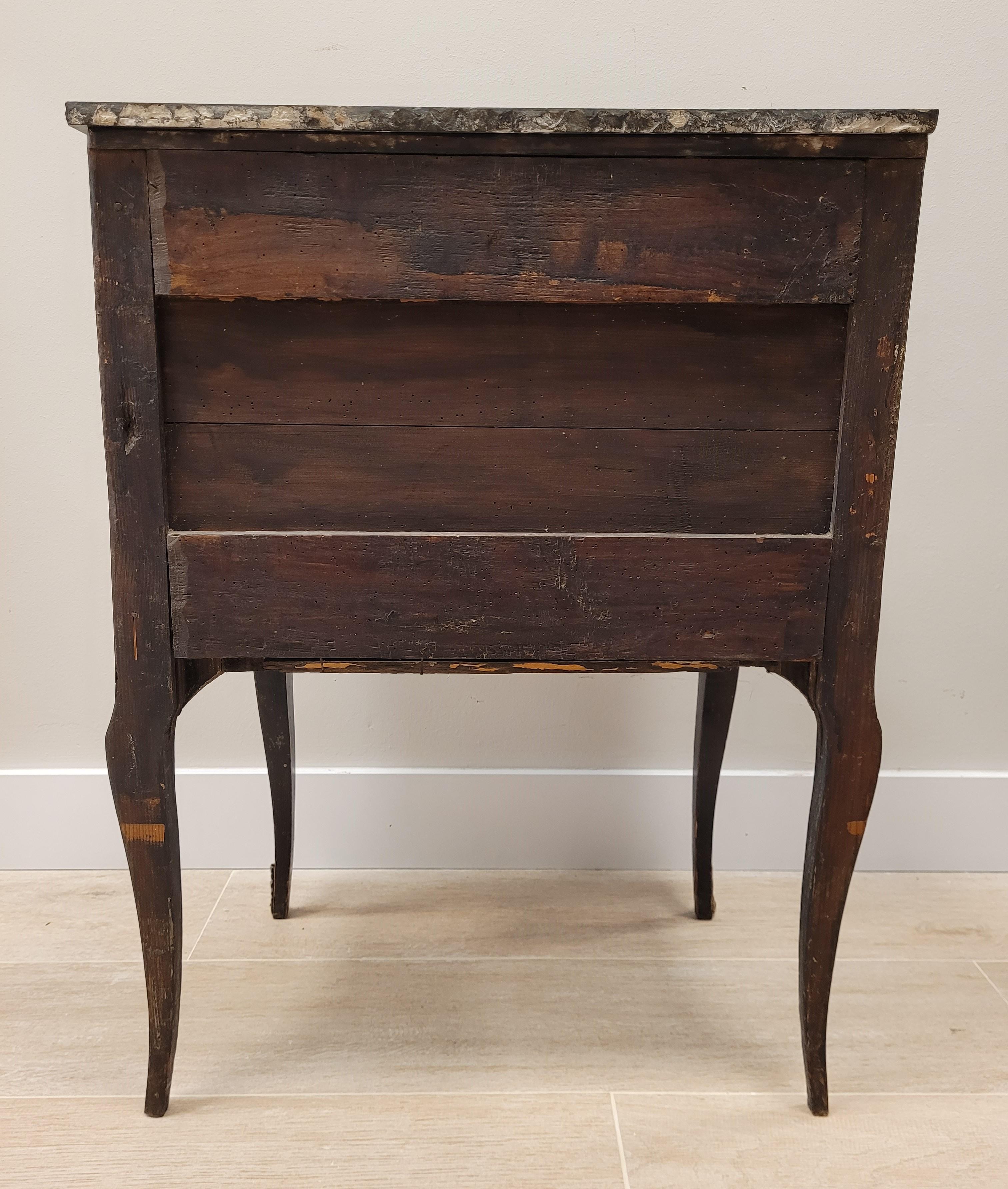 French Luis XVI Commode , Sidetable , wood marquetry , marble 2