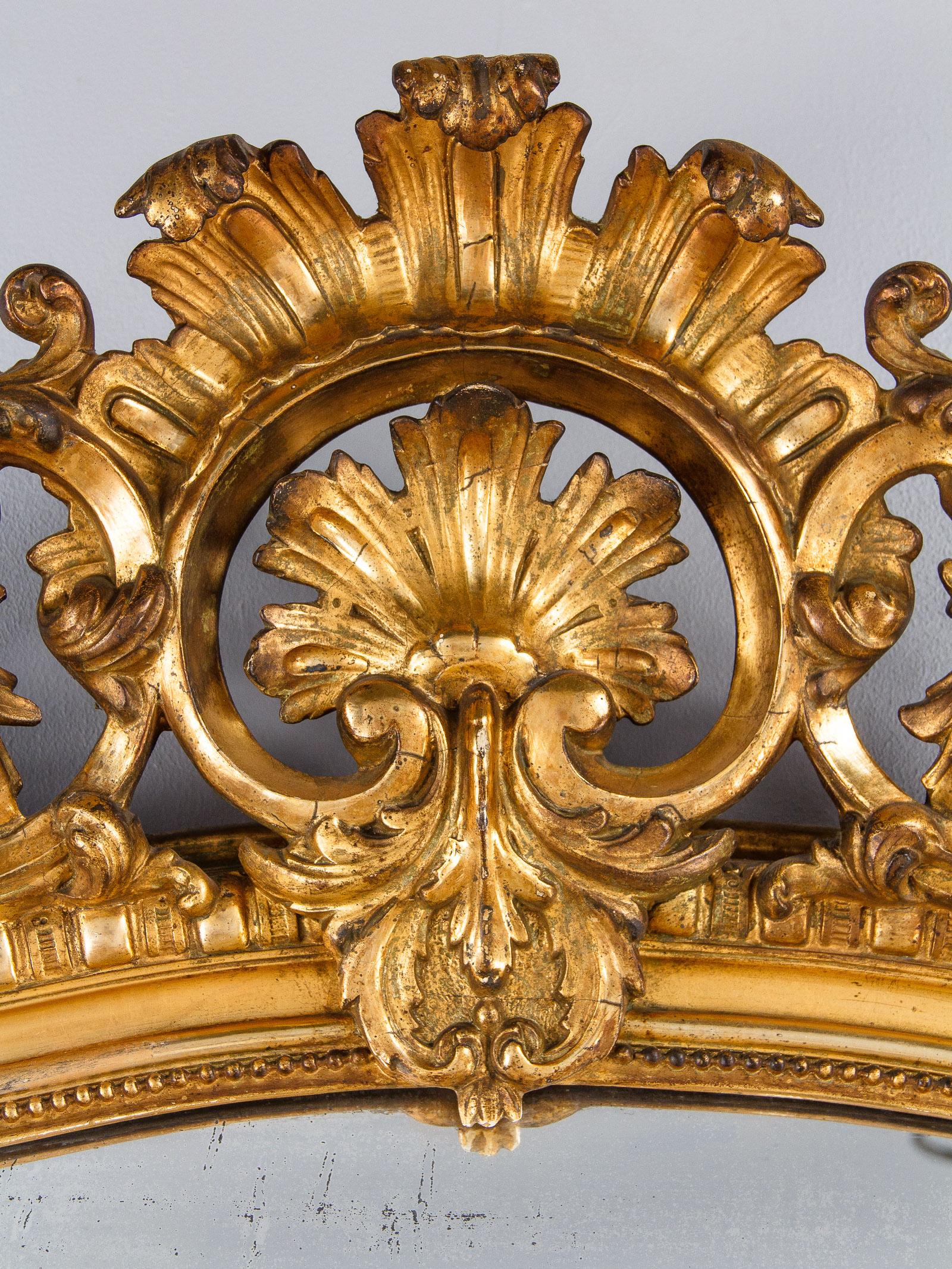 French Transition Louis XV to Louis XVI Gilded Mirror, Mid-1800s 5