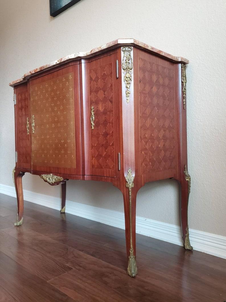 Hand-Carved Fine French Transition Louis XV XVI Style Chest Sideboard For Sale