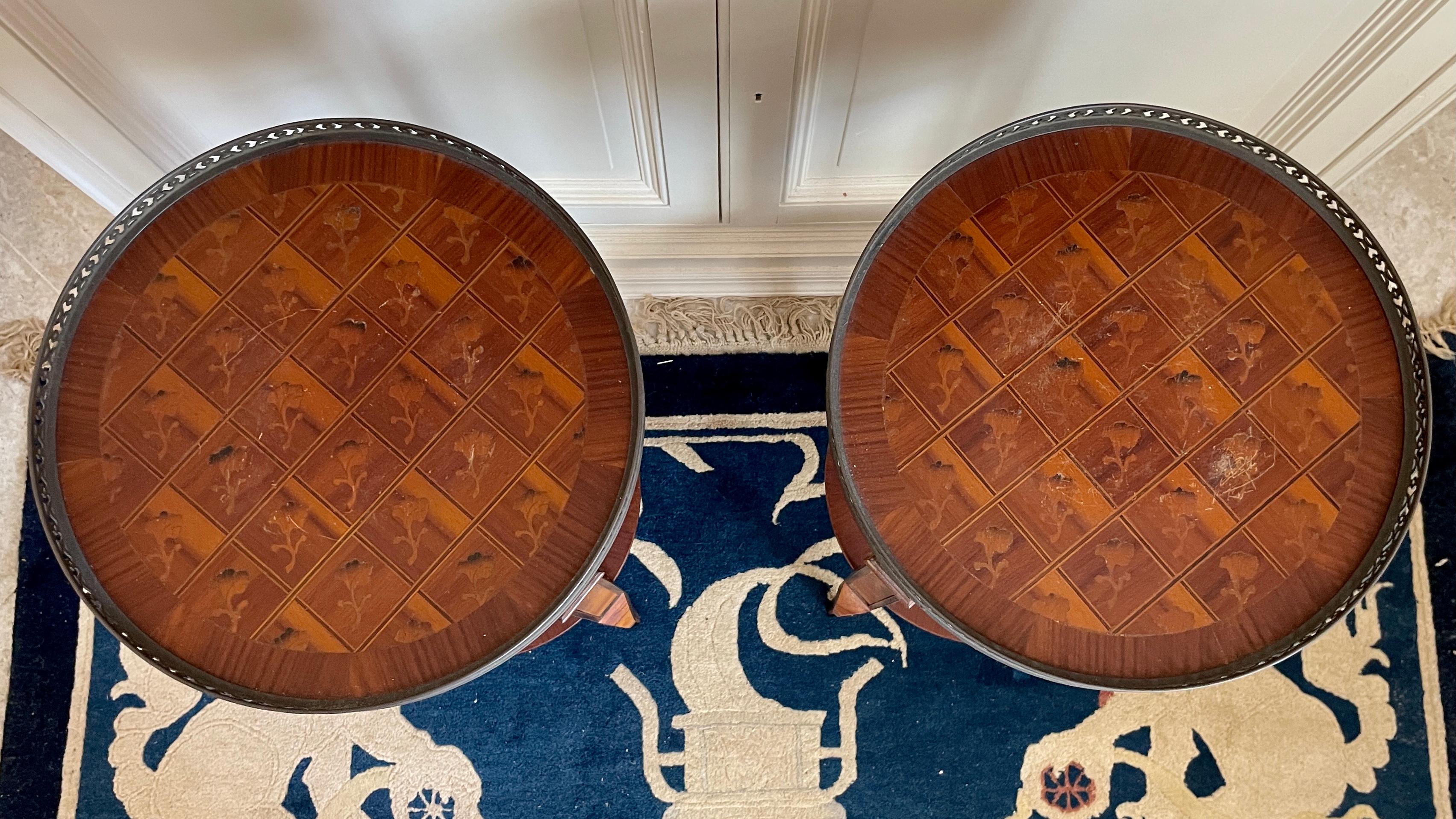 Wood French Transition Side Tables, a Pair For Sale