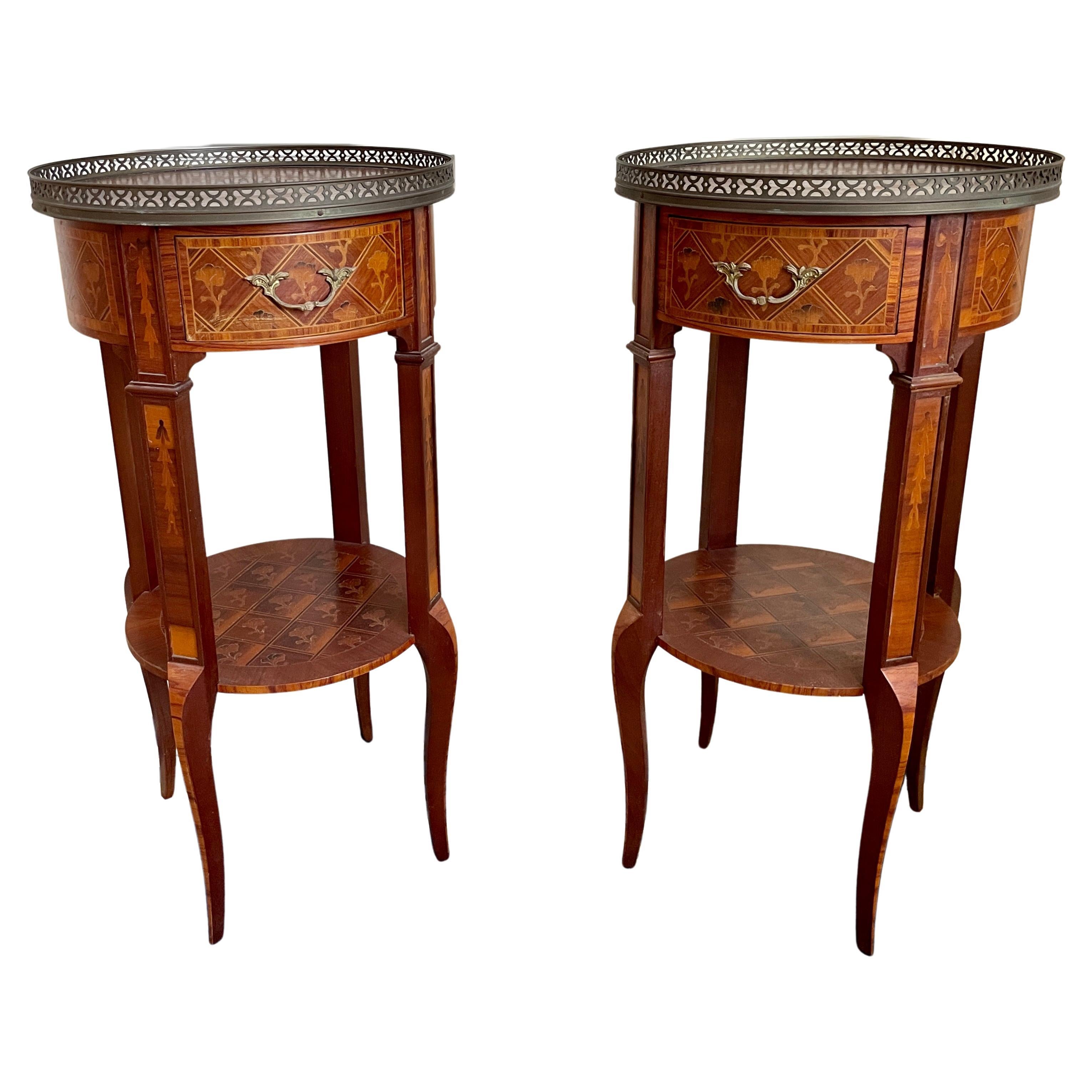 French Transition Side Tables, a Pair For Sale