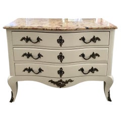 French Transition Style Dresser Freshly Lacquered Gray with Marble Top