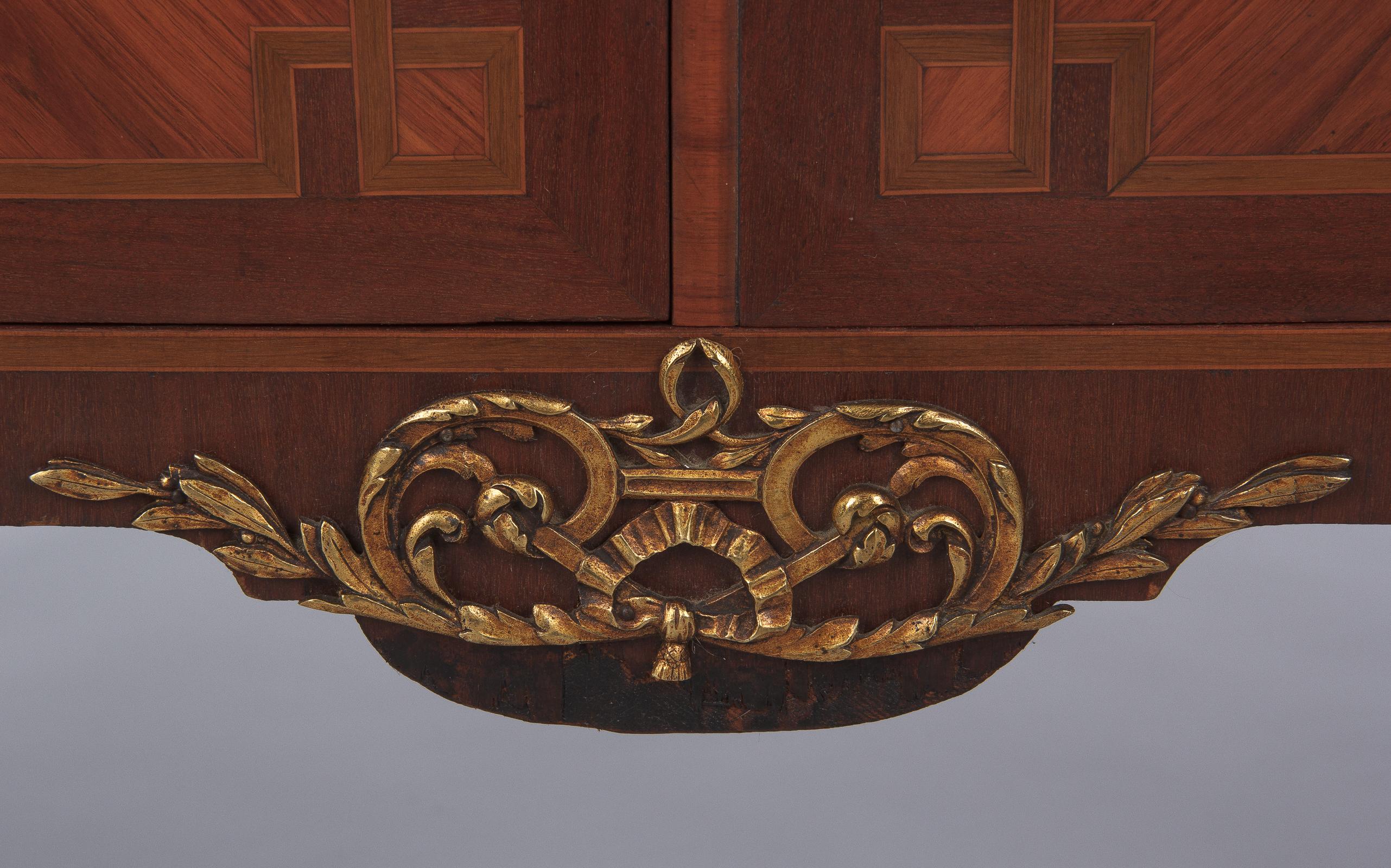 French Transition Style Marquetry Sideboard with Marble Top, 1900s 8
