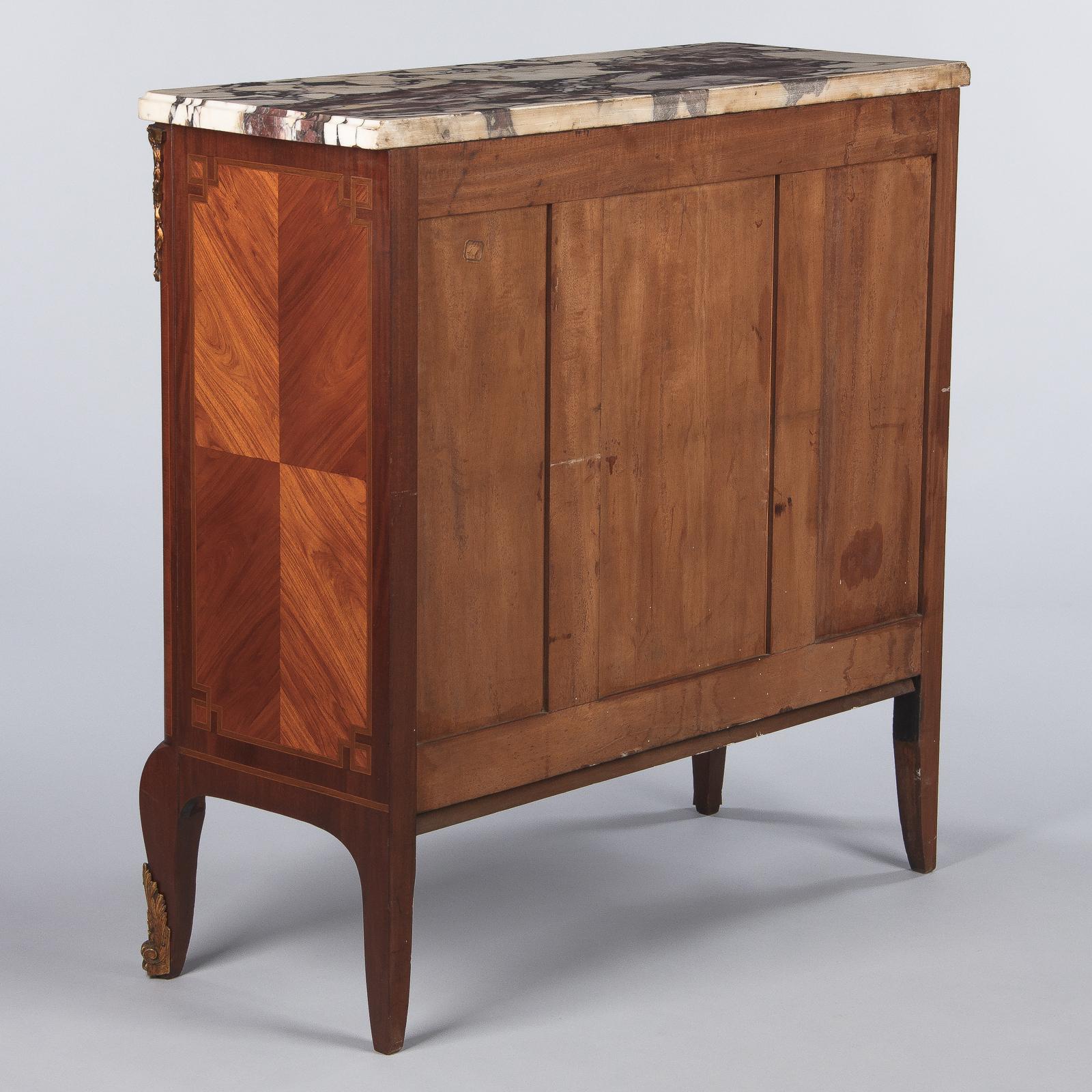 French Transition Style Marquetry Sideboard with Marble Top, 1900s 11