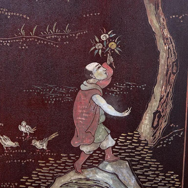 Commode francese di transizione Chinoiserie con piano in marmo Breccia in vendita 1