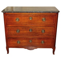 French Transitional Commode with Marquetry Inlay