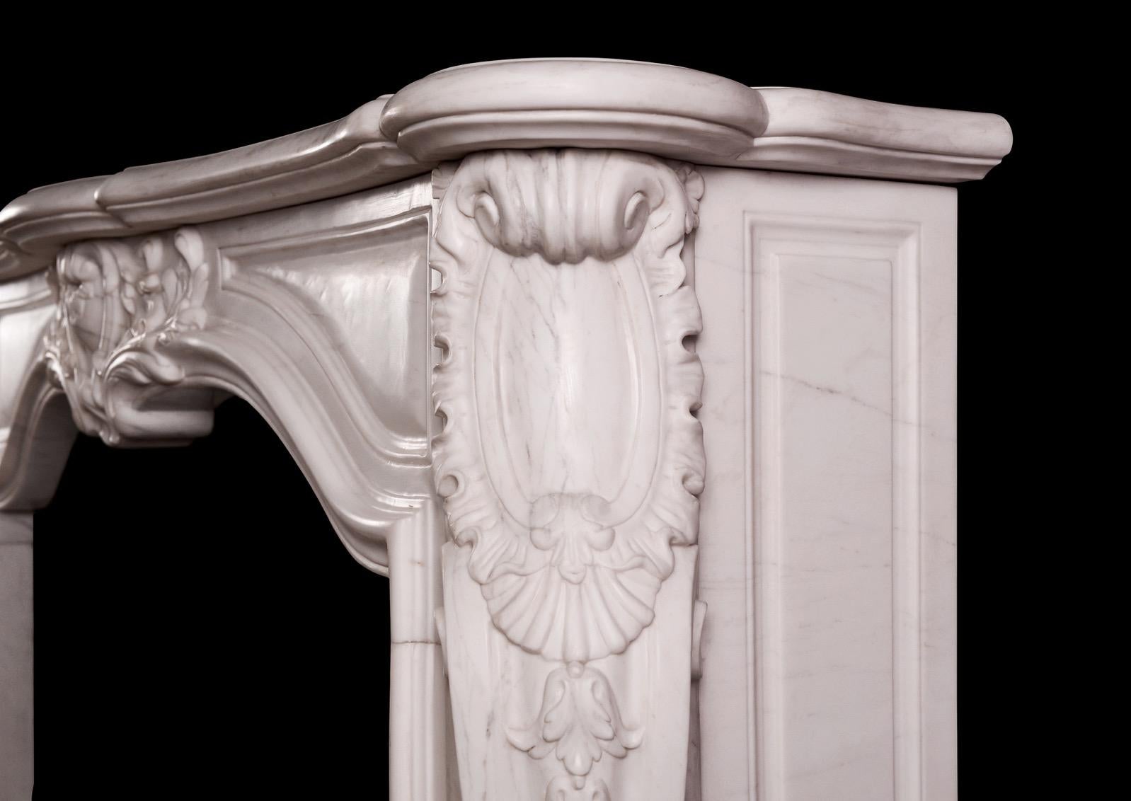 French Transitional Louis XIV/XV Marble Fireplace For Sale 1