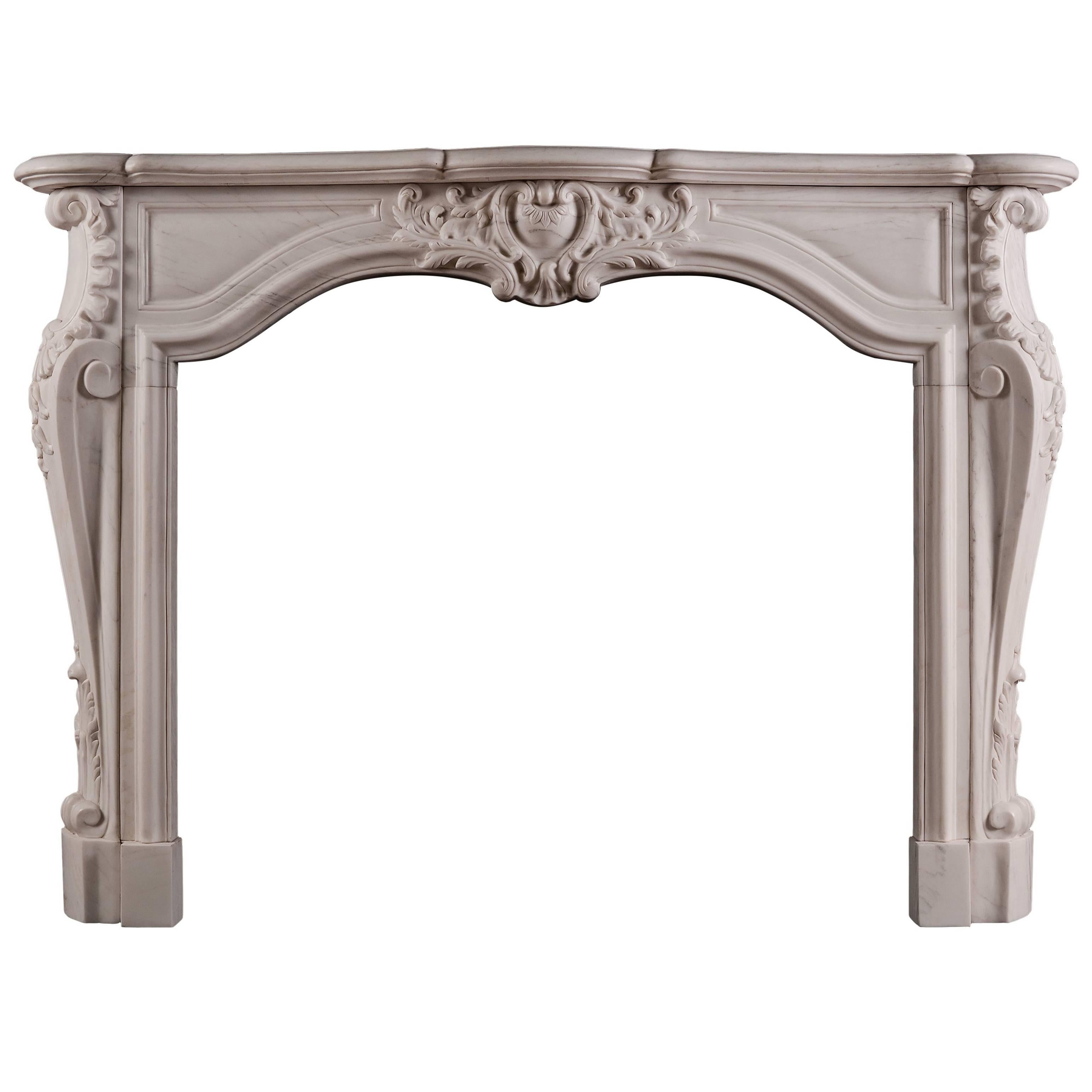 French Transitional Louis XIV/XV Marble Fireplace For Sale