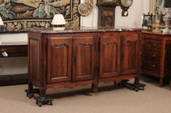 French Transitional Louis XV / Louis XVI Marble Top Enfilade in Walnut