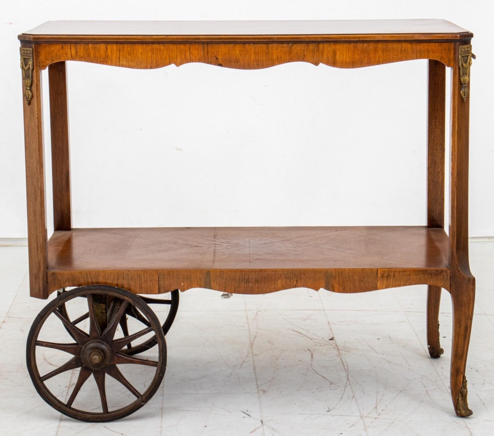 Metal French Transitional Louis XV / XVI Style Bar Cart For Sale