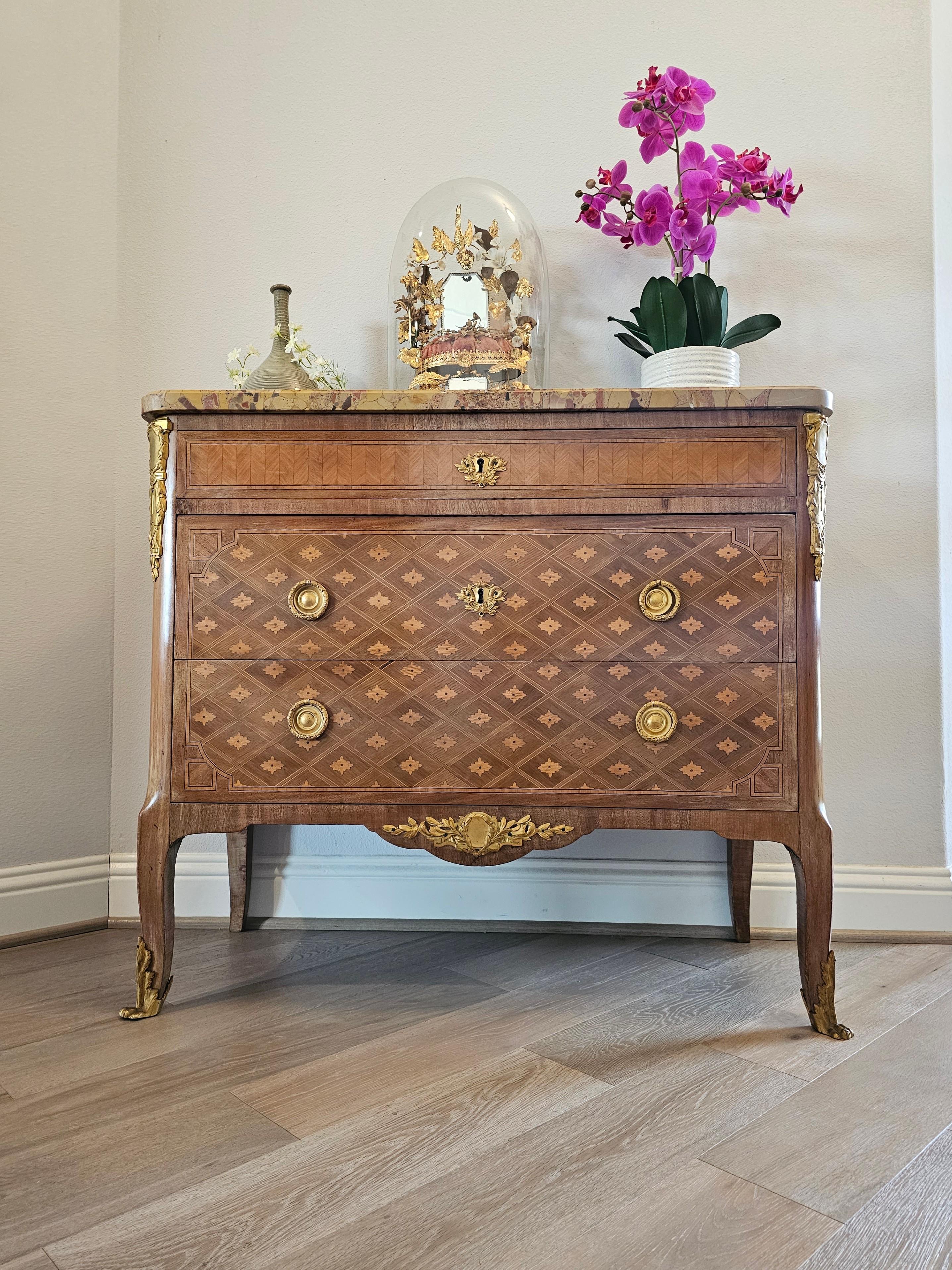 Louis XVI French Transitional Louis XV XVI Style Chest Of Drawers 