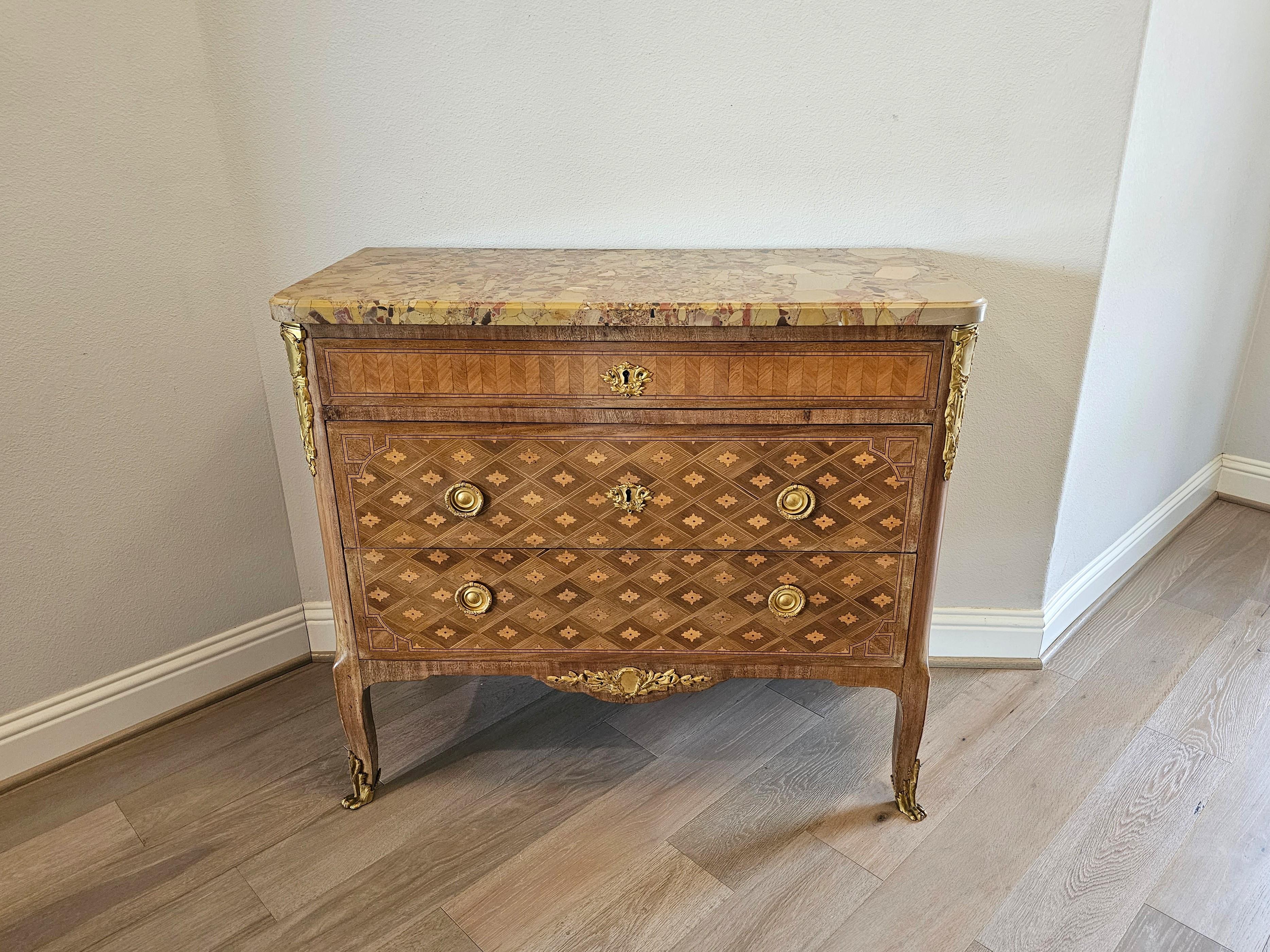 French Transitional Louis XV XVI Style Chest Of Drawers  1