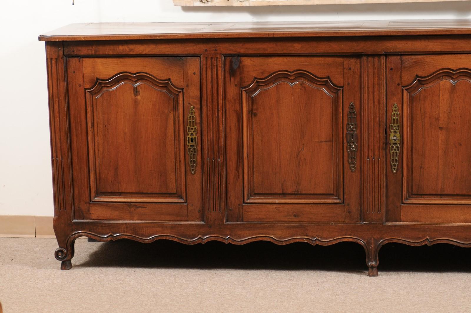 French Transitional Louis XV/XVI Style Walnut Enfilade, 19th Century In Good Condition In Atlanta, GA