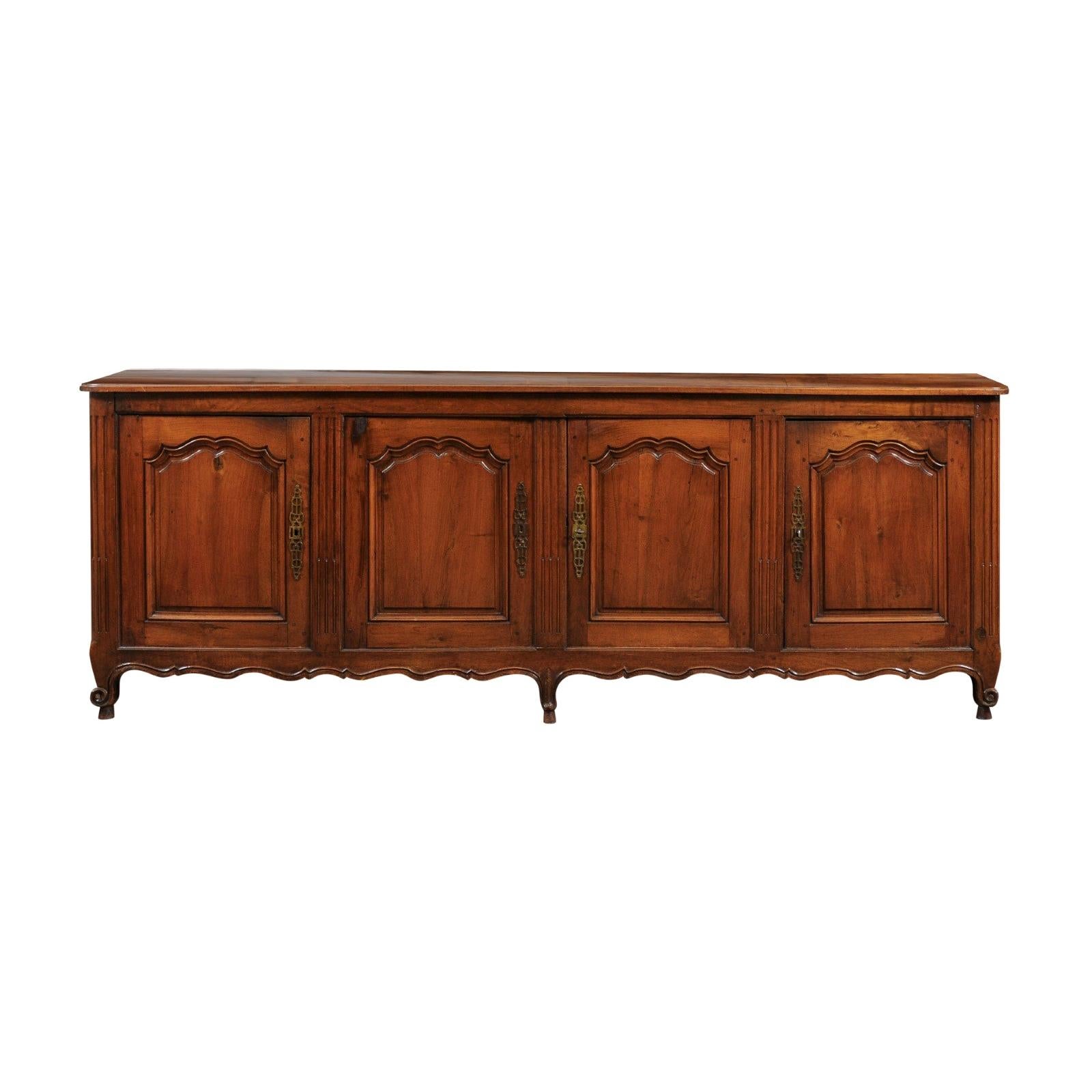 French Transitional Louis XV/XVI Style Walnut Enfilade, 19th Century