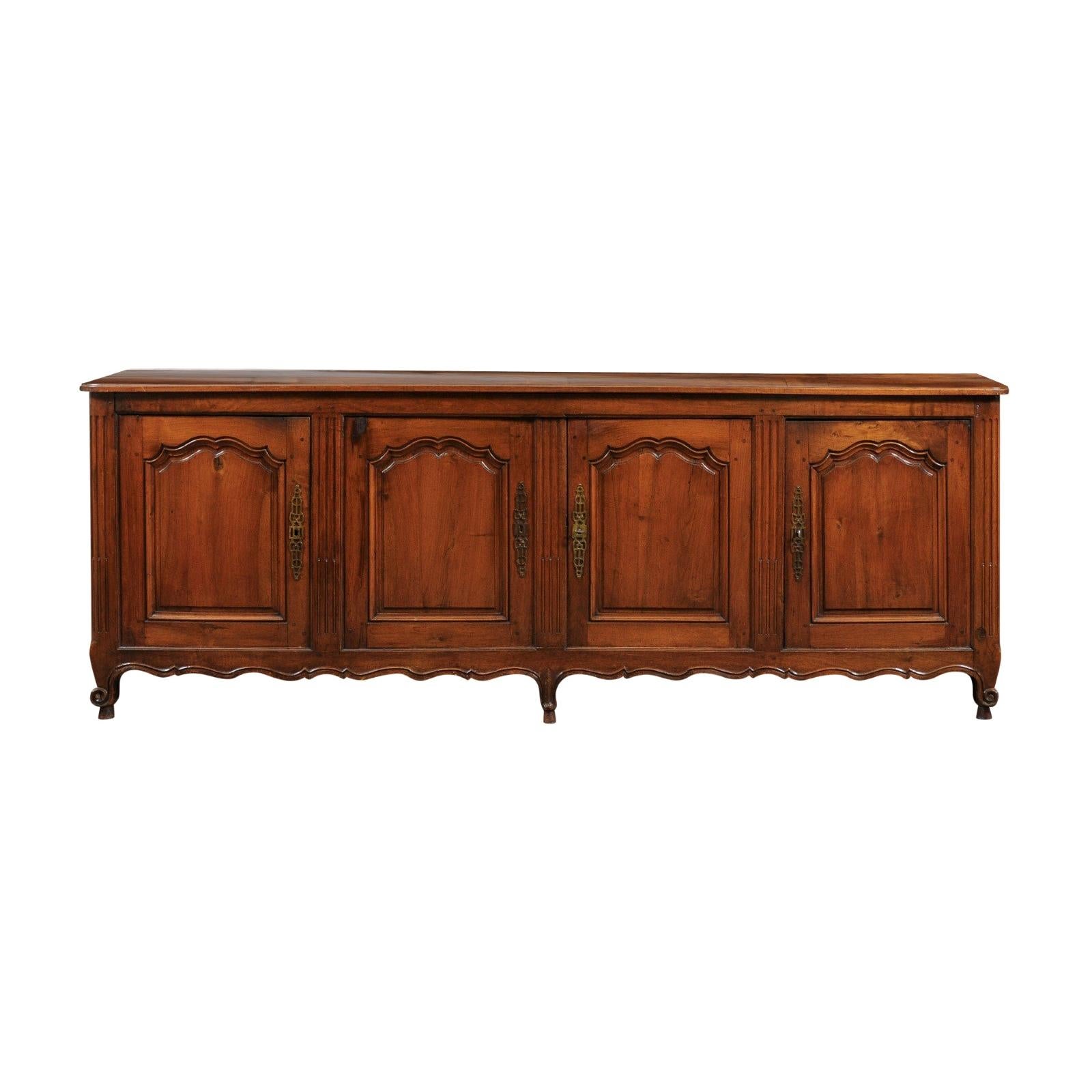 French Louis XV Style Rococo Revival Walnut Enfilade Buffet at 1stDibs