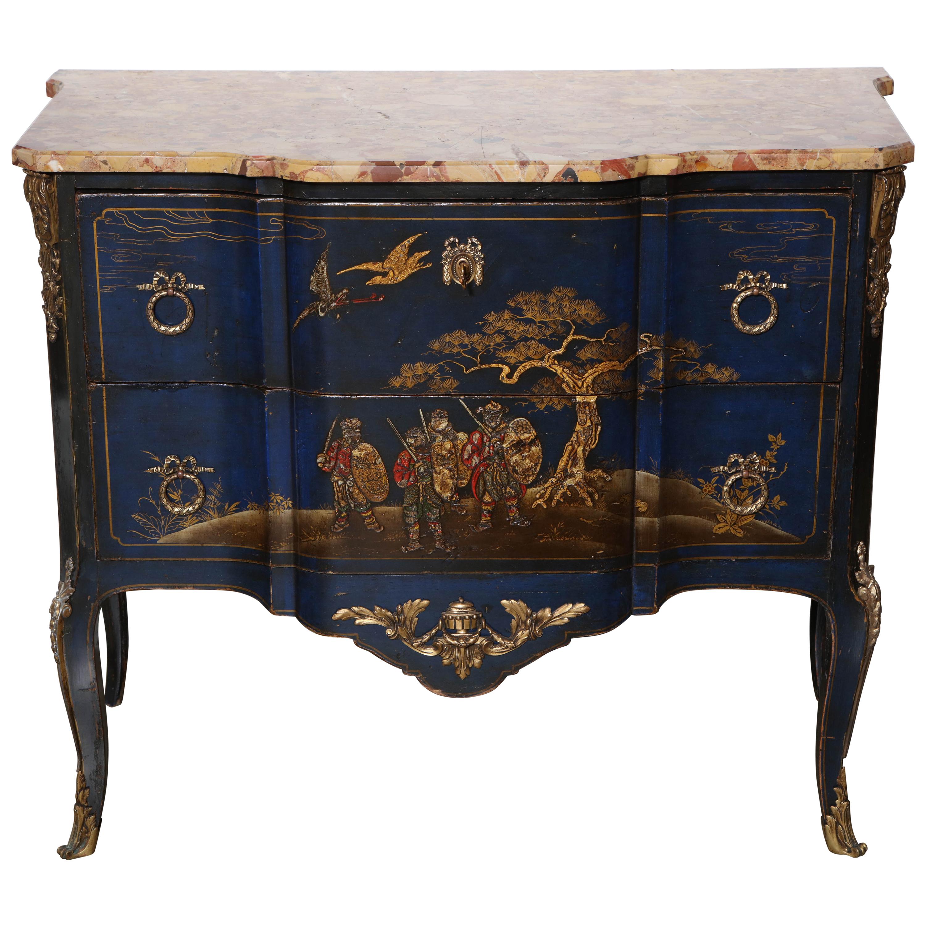 French Transitional Marble-Top Commode