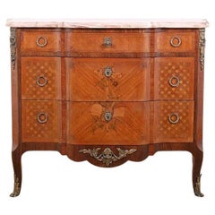 French Transitional Marquetry Commode with Ormolu Mounts