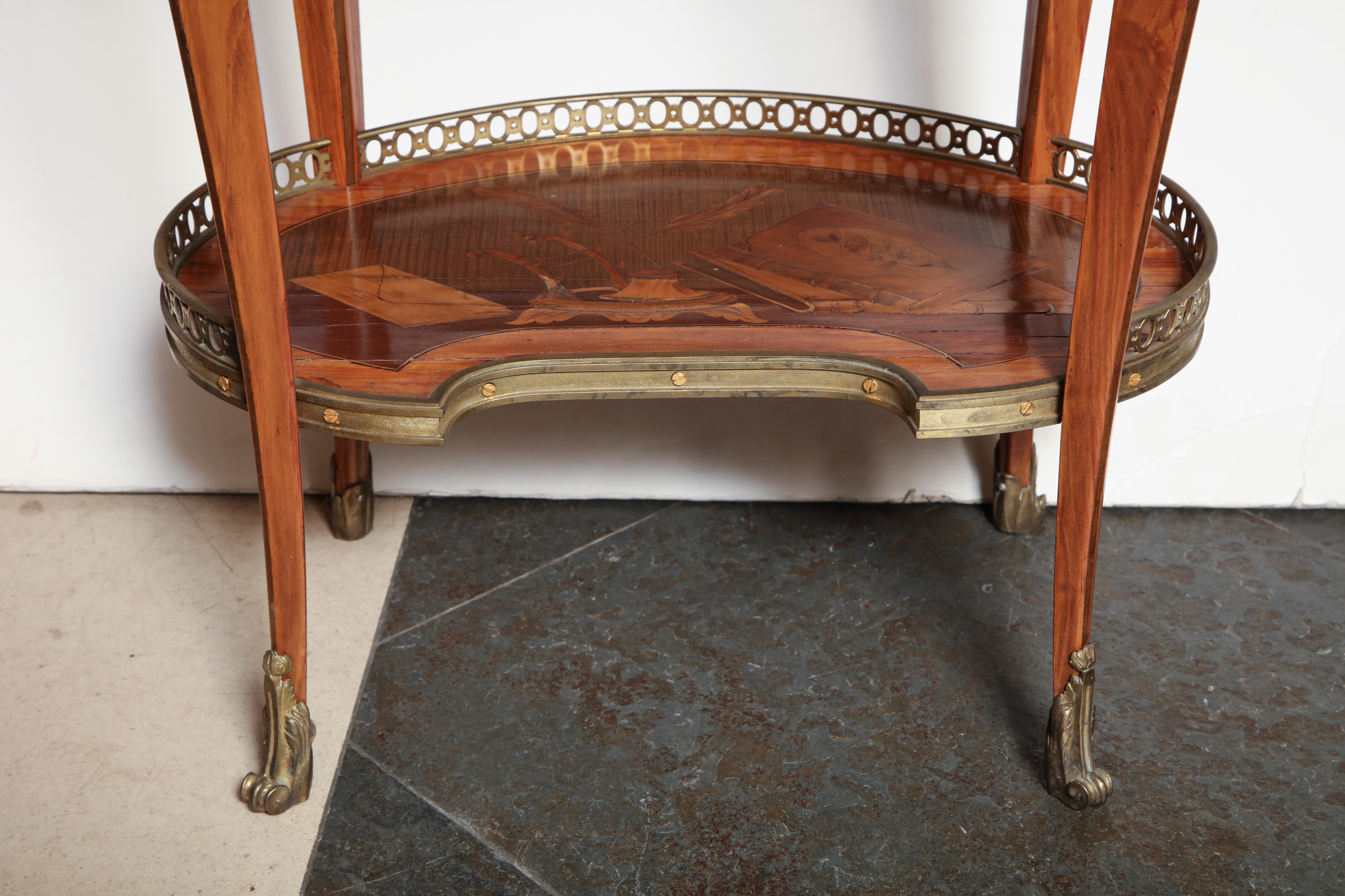 French Transitional Marquetry Oval Side Table 8