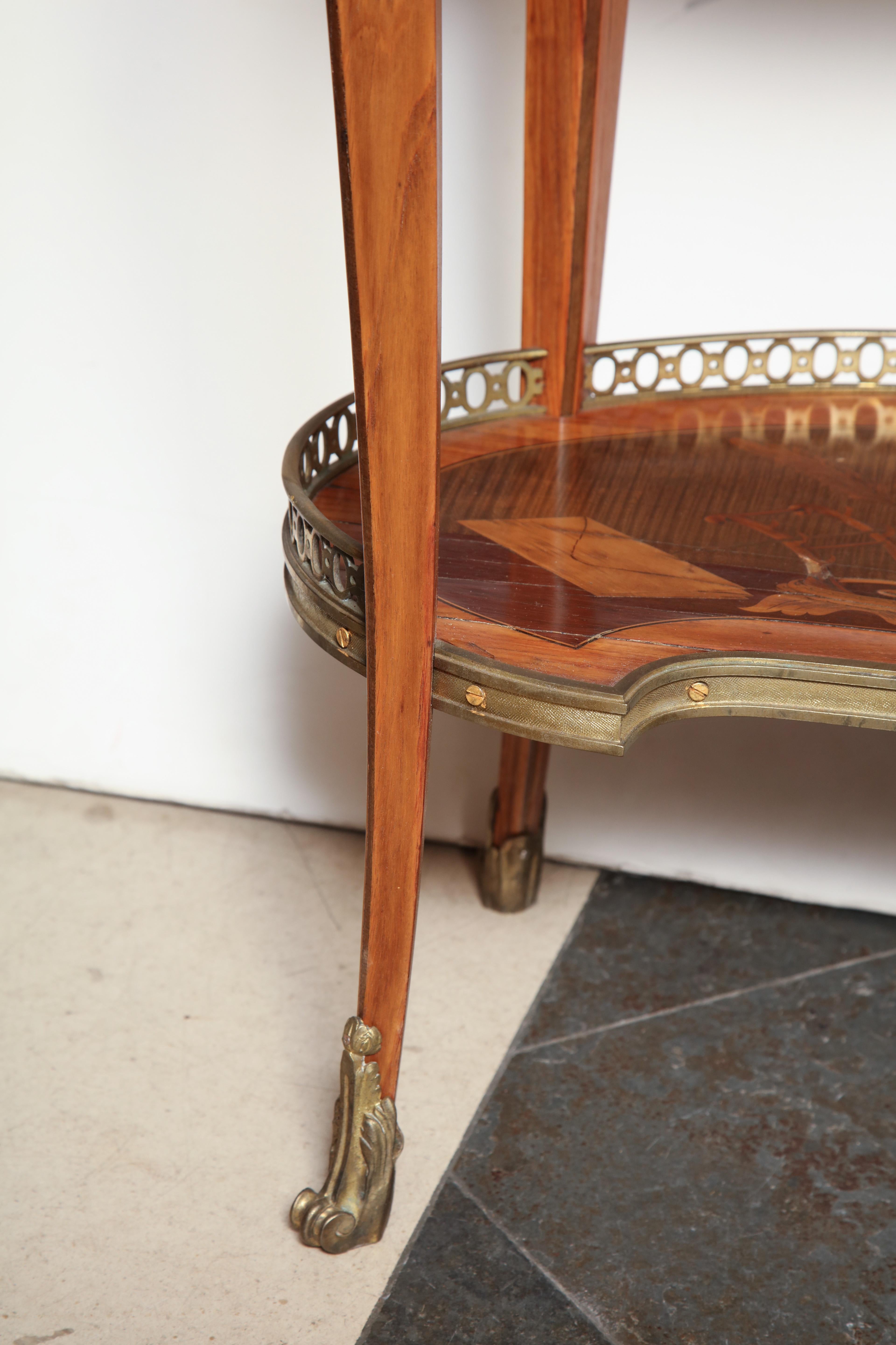 French Transitional Marquetry Oval Side Table 9