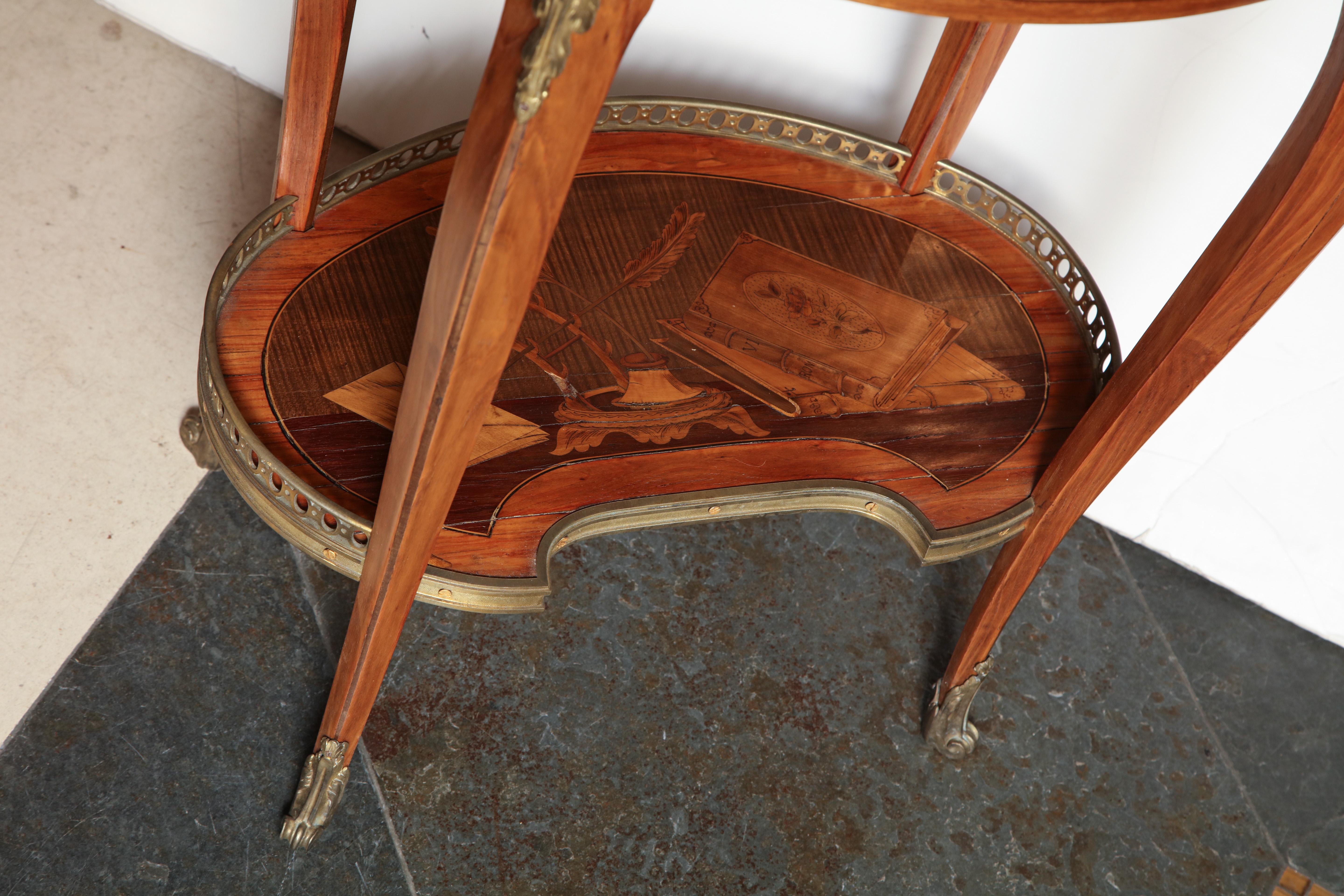 French Transitional Marquetry Oval Side Table 10