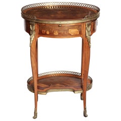 French Transitional Marquetry Oval Side Table