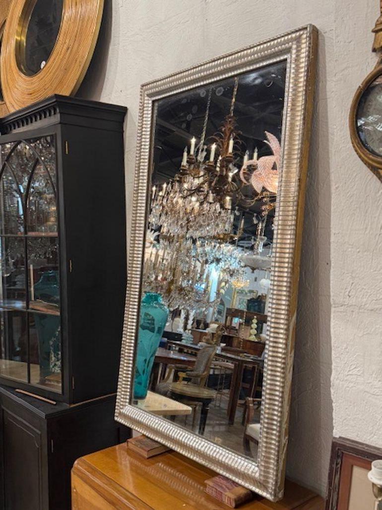 French Transitional Silver Mirror In Good Condition For Sale In Dallas, TX