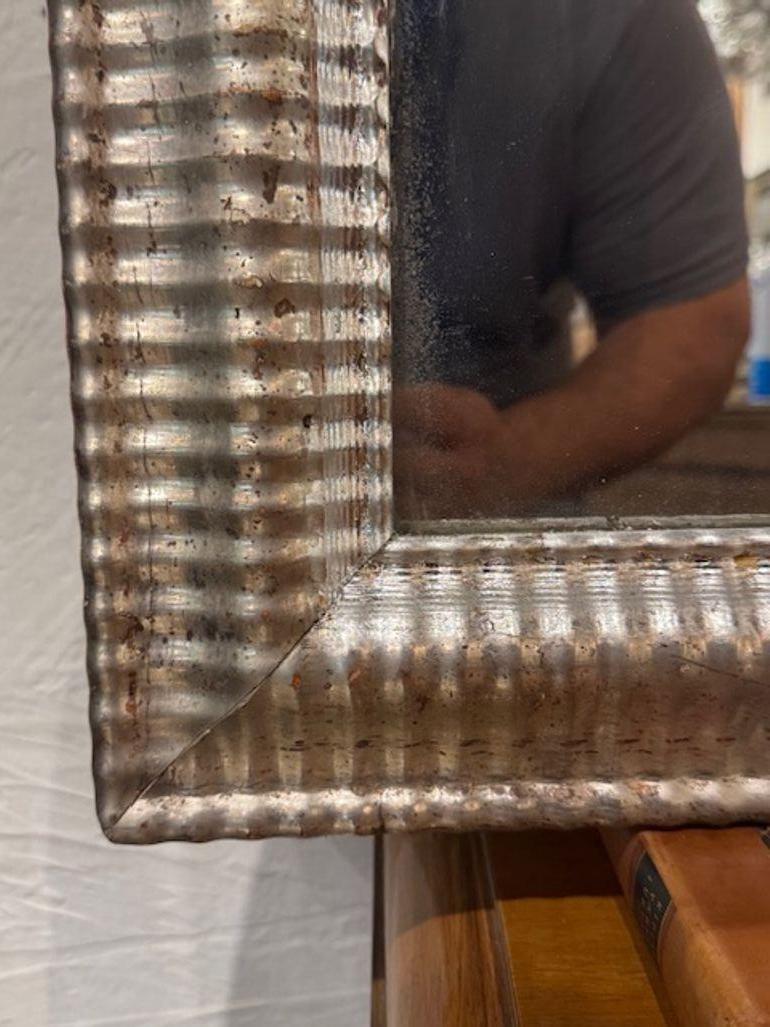 Giltwood French Transitional Silver Mirror For Sale