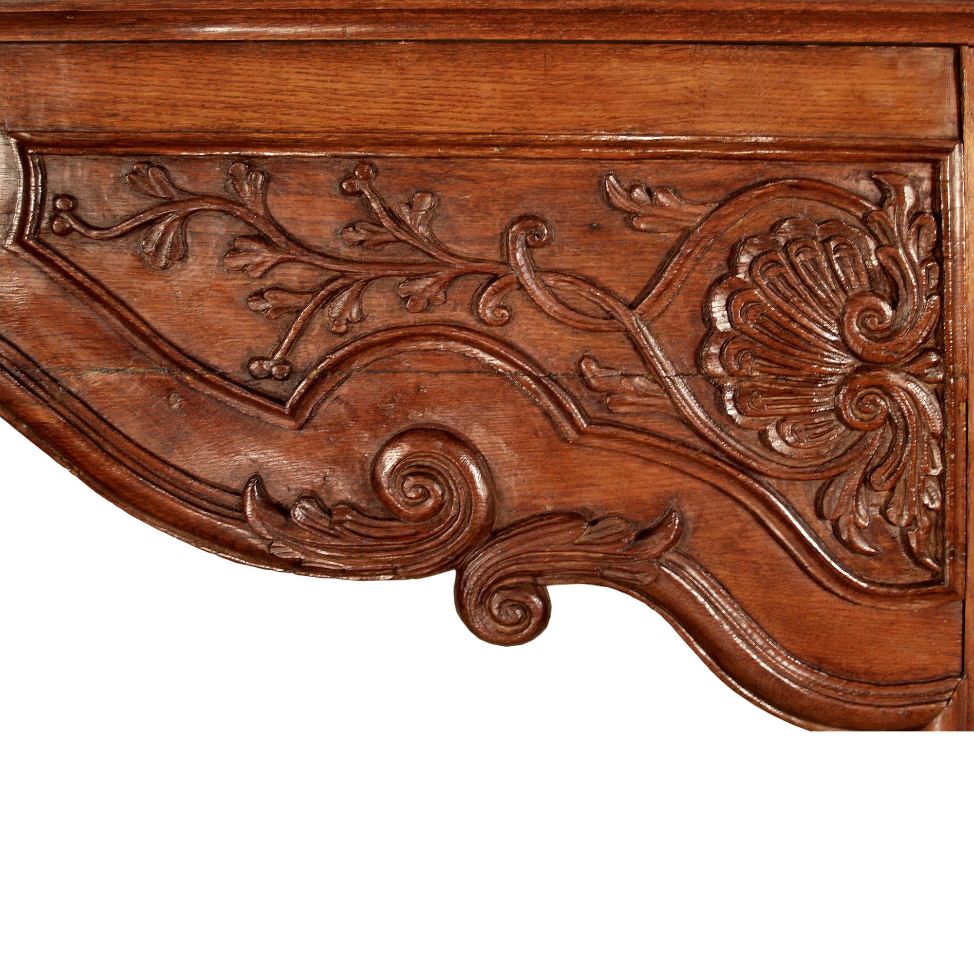French Transitional Style Hand Carved Fire-Place Mantel In Good Condition For Sale In West Palm Beach, FL